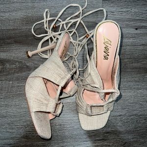 Tan lace up heels